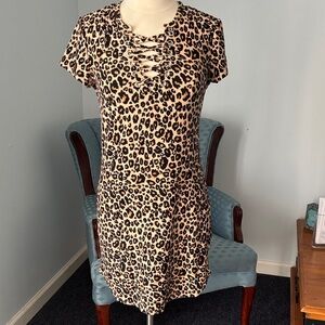 Leopard Print Short Sleeve Dress